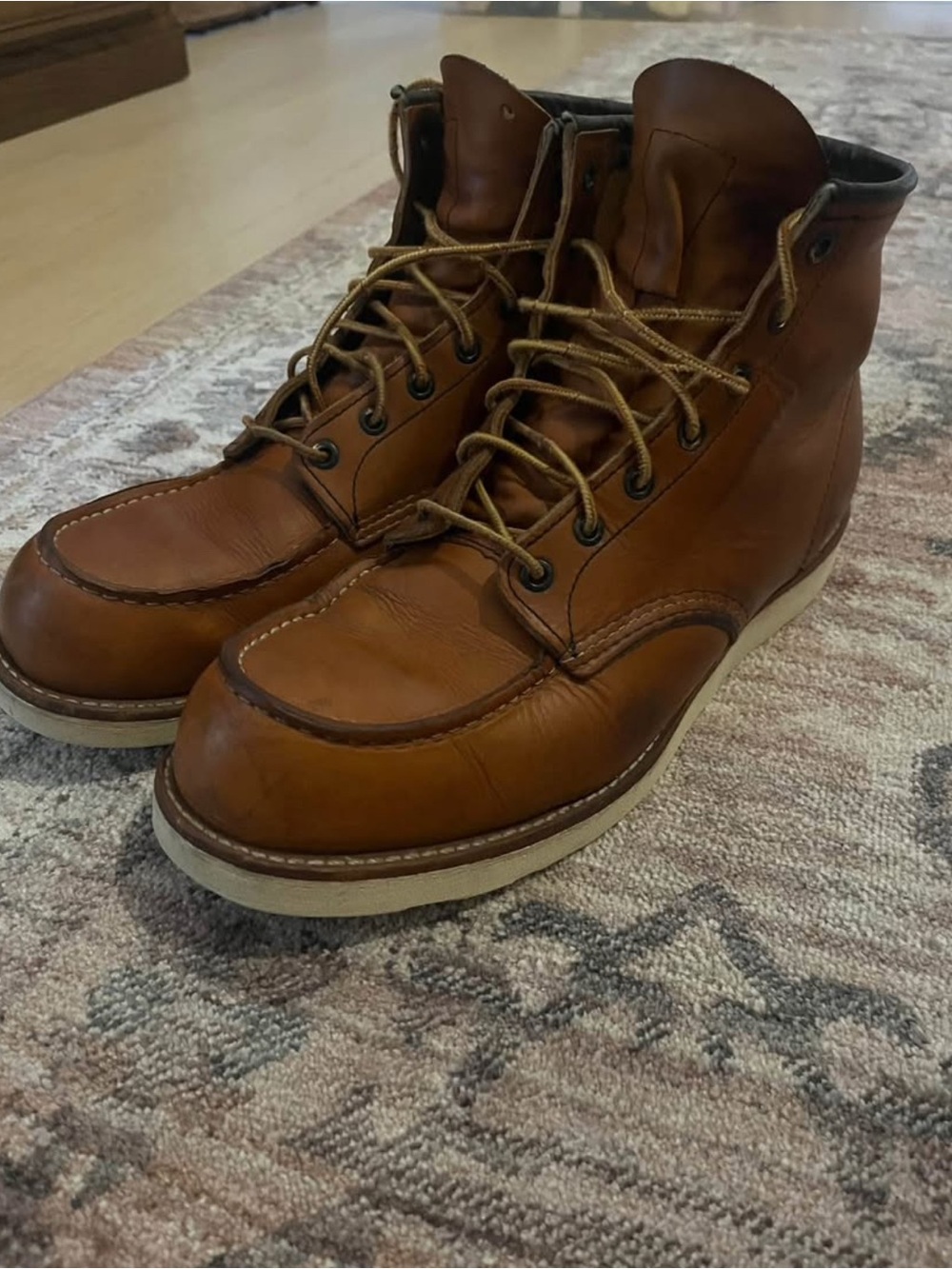 RED WINGS Men's Brown Leather Moc Toe Work Boots